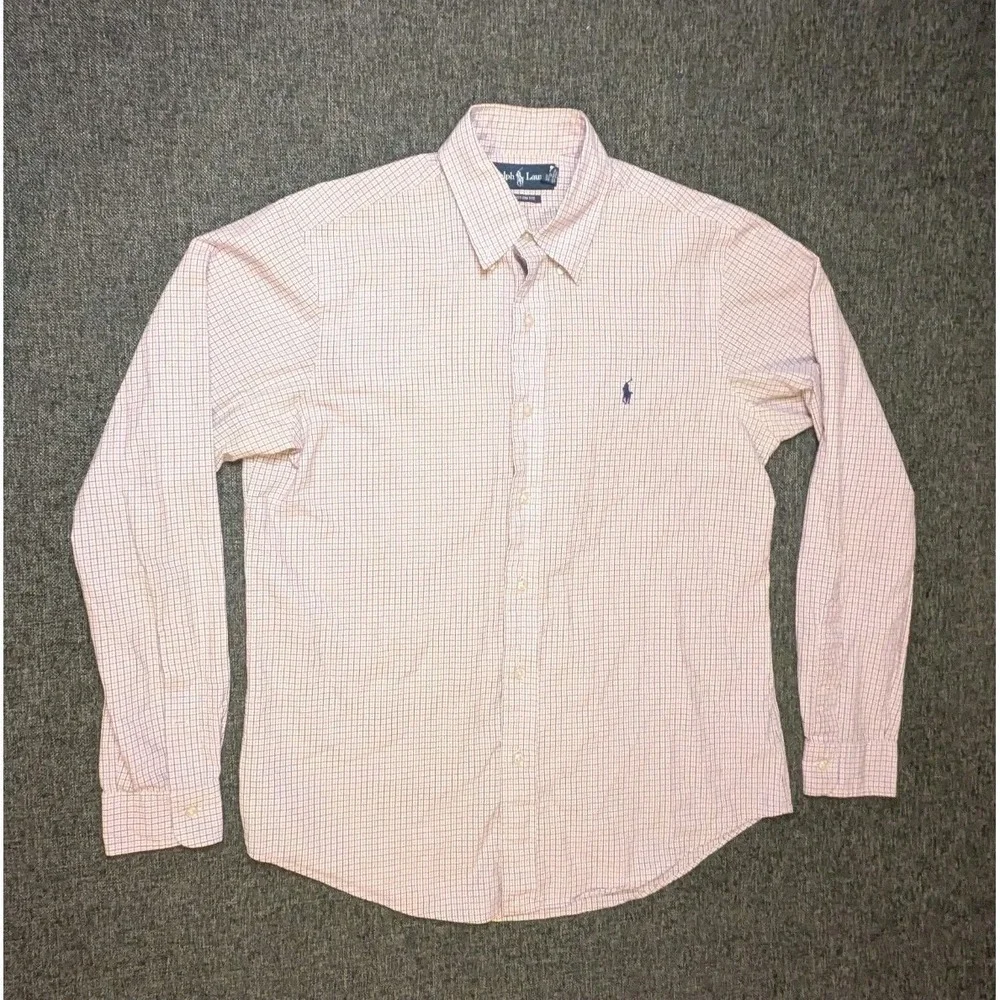 Ralph Lauren Polo Oxford Button Down Shirt Mens 15 1/2 39 Peach Custom Fit Pony